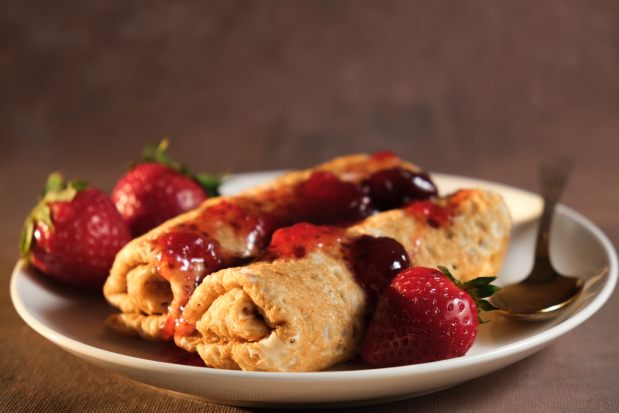 Crepes with red berries 